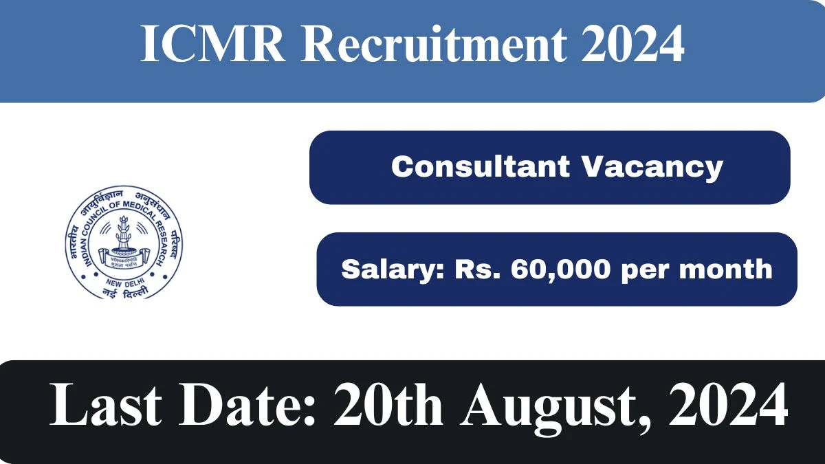 ICMR Recruitment 2024 Notification Out Consultant, Check Eligibility at icmr.nic.in