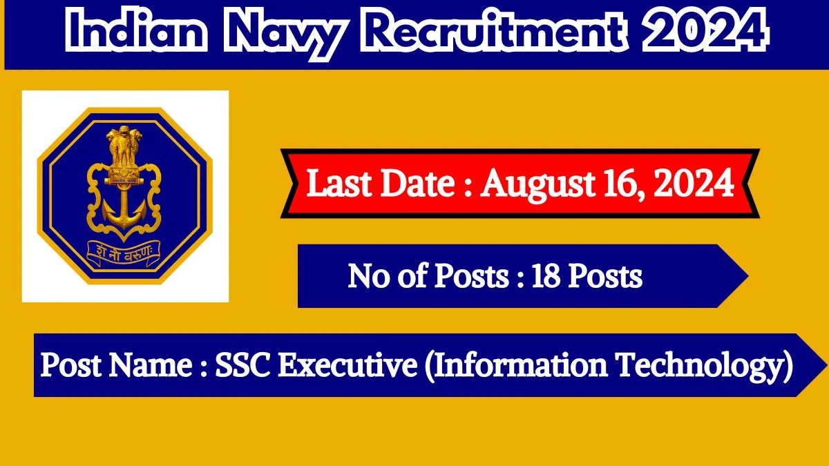 Indian Navy Recruitment 2024 - Latest SSC Executive Vacancies on Aug 07, 2024