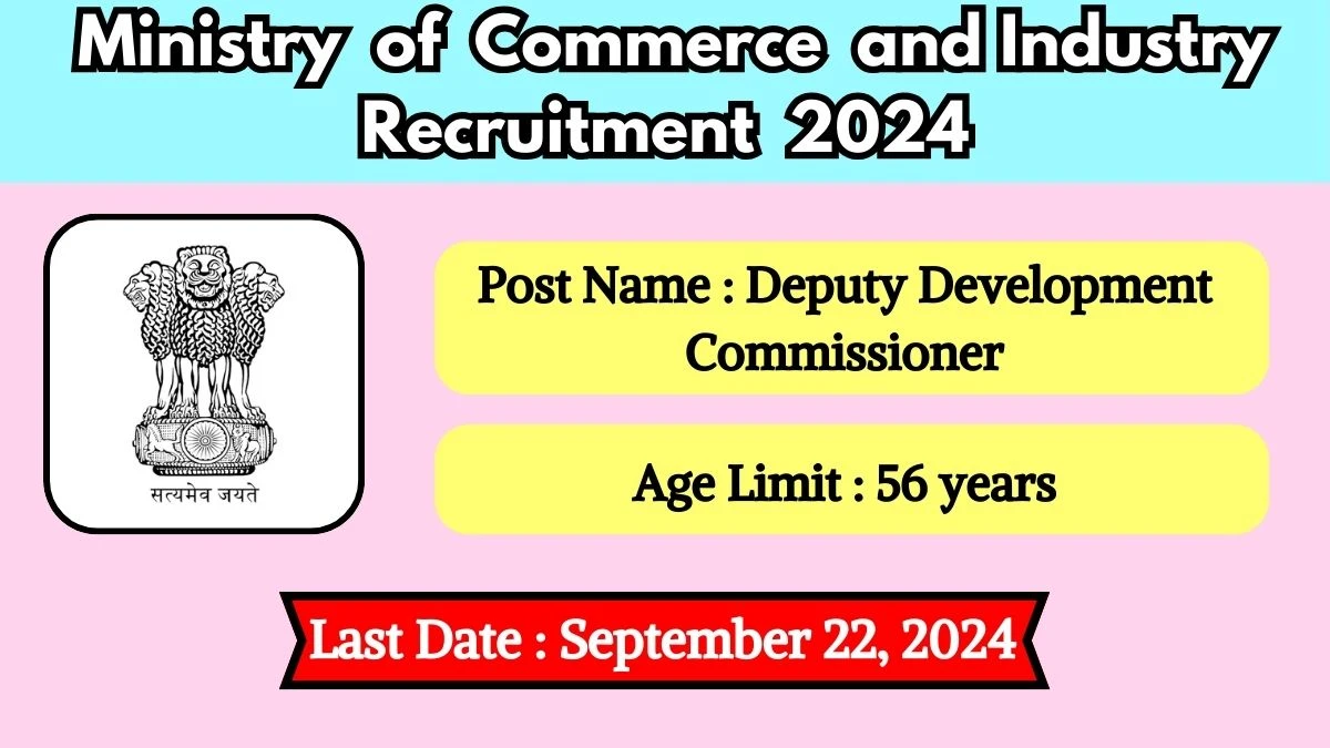 Ministry of Commerce and lndustry Recruitment 2024 Check Post, Age Limit, Qualification, Salary And Other Important Details