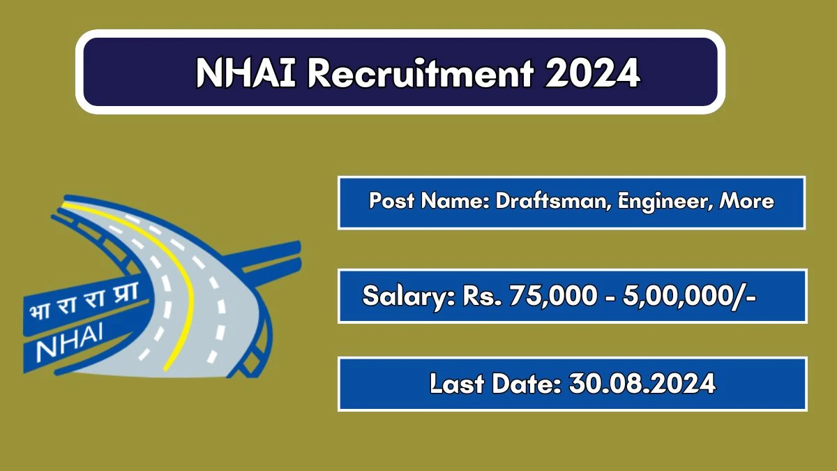 NHAI Recruitment 2024 Monthly Salary Up To 5,00,000, Check Posts, Vacancies, Qualification, Age, Selection Process and How To Apply