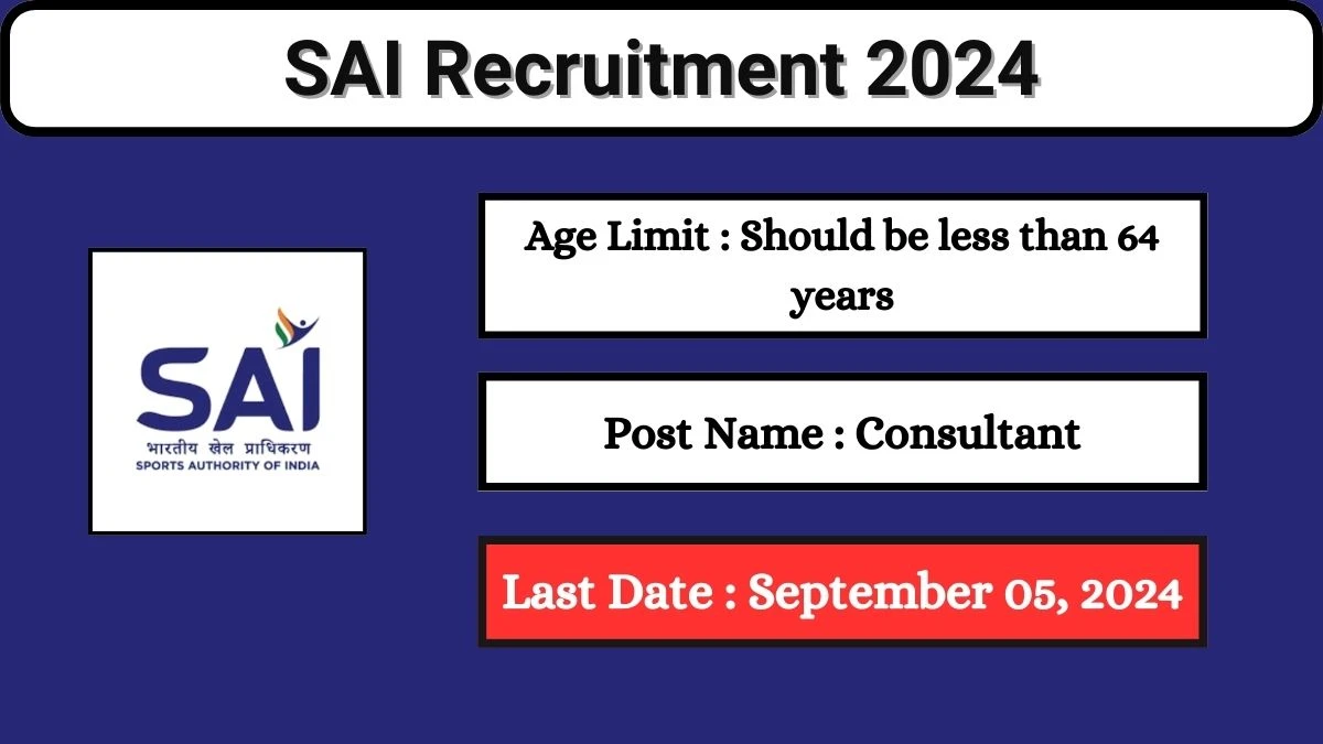 SAI Recruitment 2024 Check Post, Age Limit, Qualification And Other Important Details