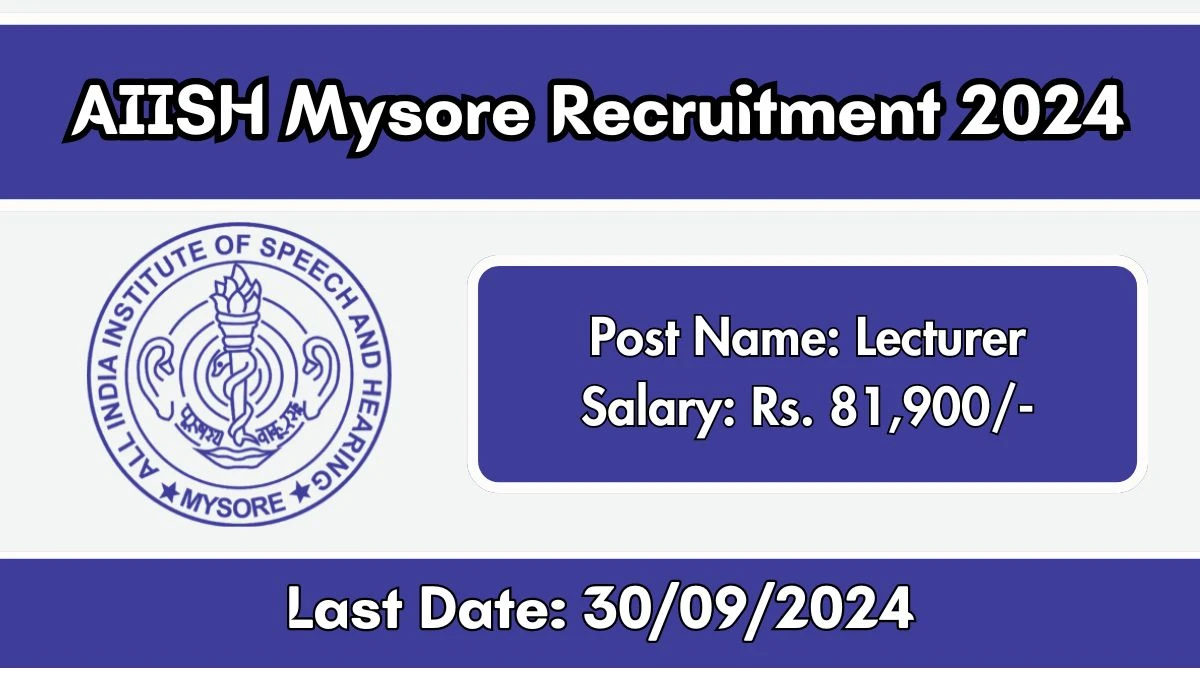 AIISH Mysore Recruitment 2024 Notification Out Lecturer, Check Eligibility at aiishmysore.in