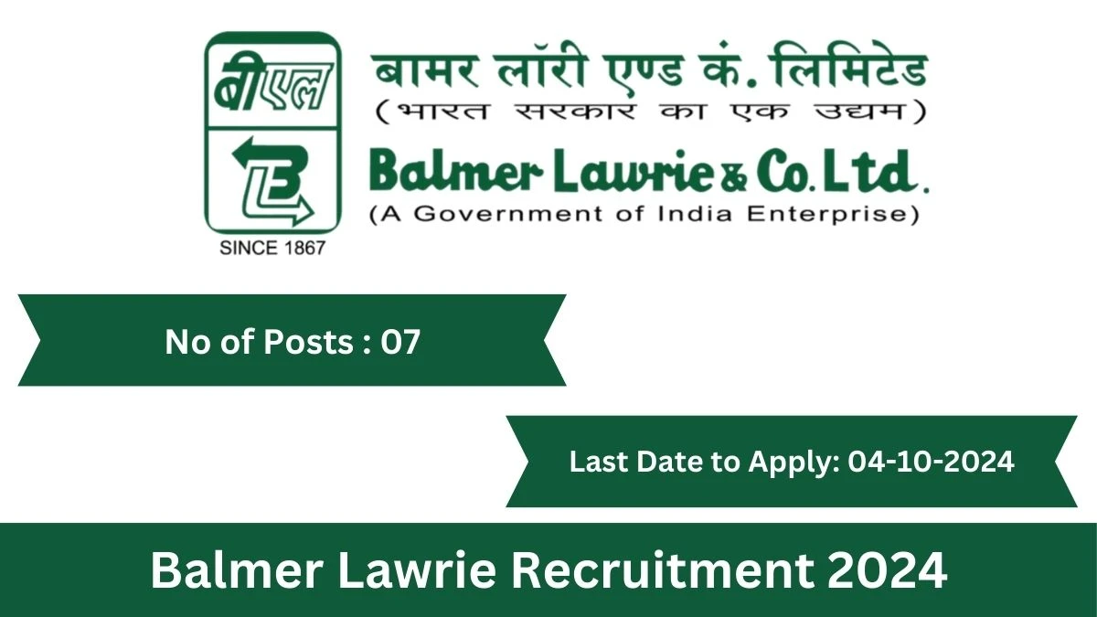 Balmer Lawrie Recruitment 2024 Check Posts, Age Limit, Remuneration And Other Information