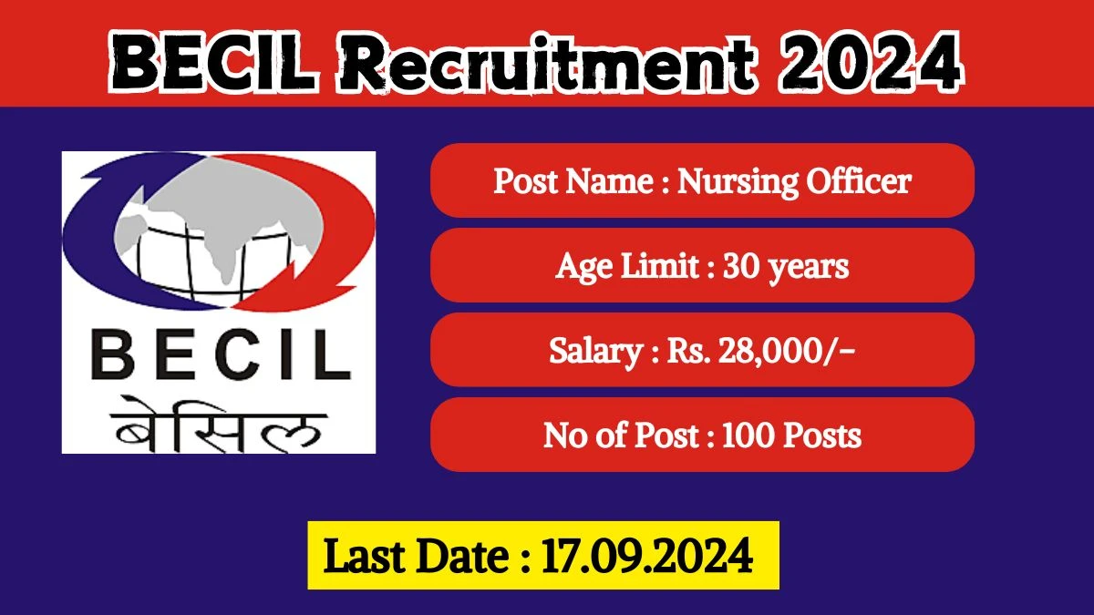 BECIL Recruitment 2024 Check Posts, Salary, Qualification, Age Limit And How To Apply