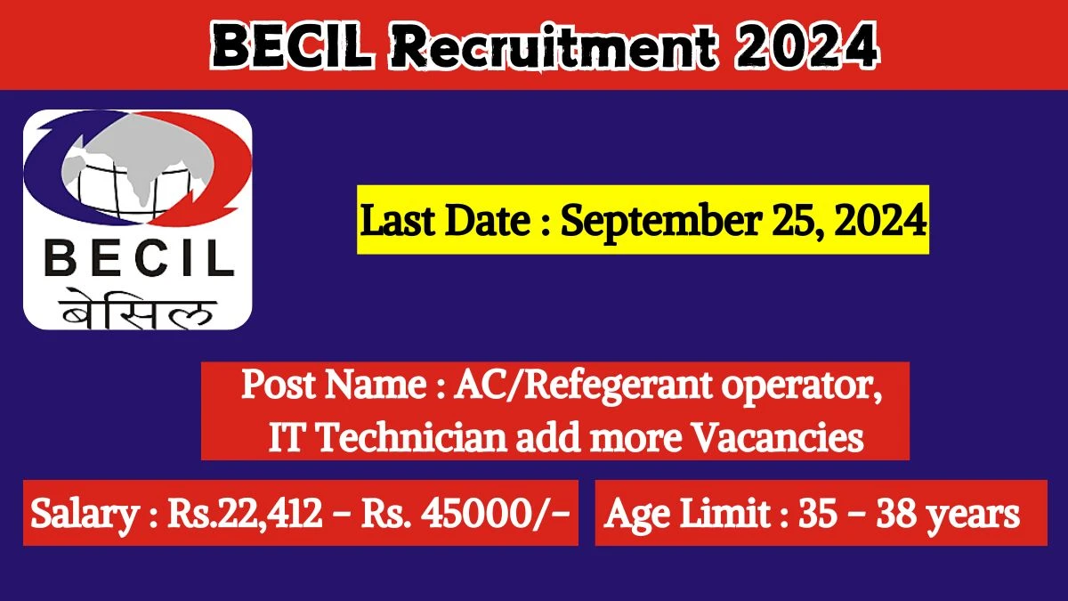 BECIL Recruitment 2024 Check Posts, Salary, Qualification, Age Limit, Selection Process And How To Apply