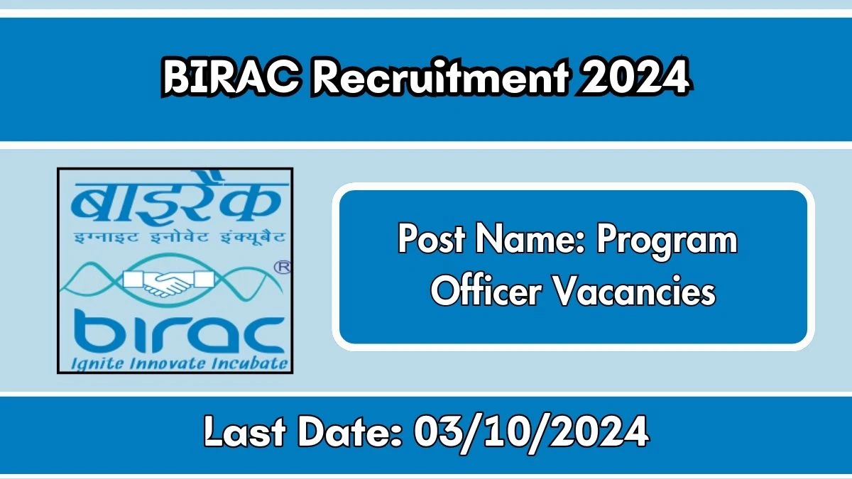 BIRAC Recruitment 2024 Monthly Salary Up To 2,10,000, Check Posts, Vacancies, Qualification, Age, Selection Process and How To Apply