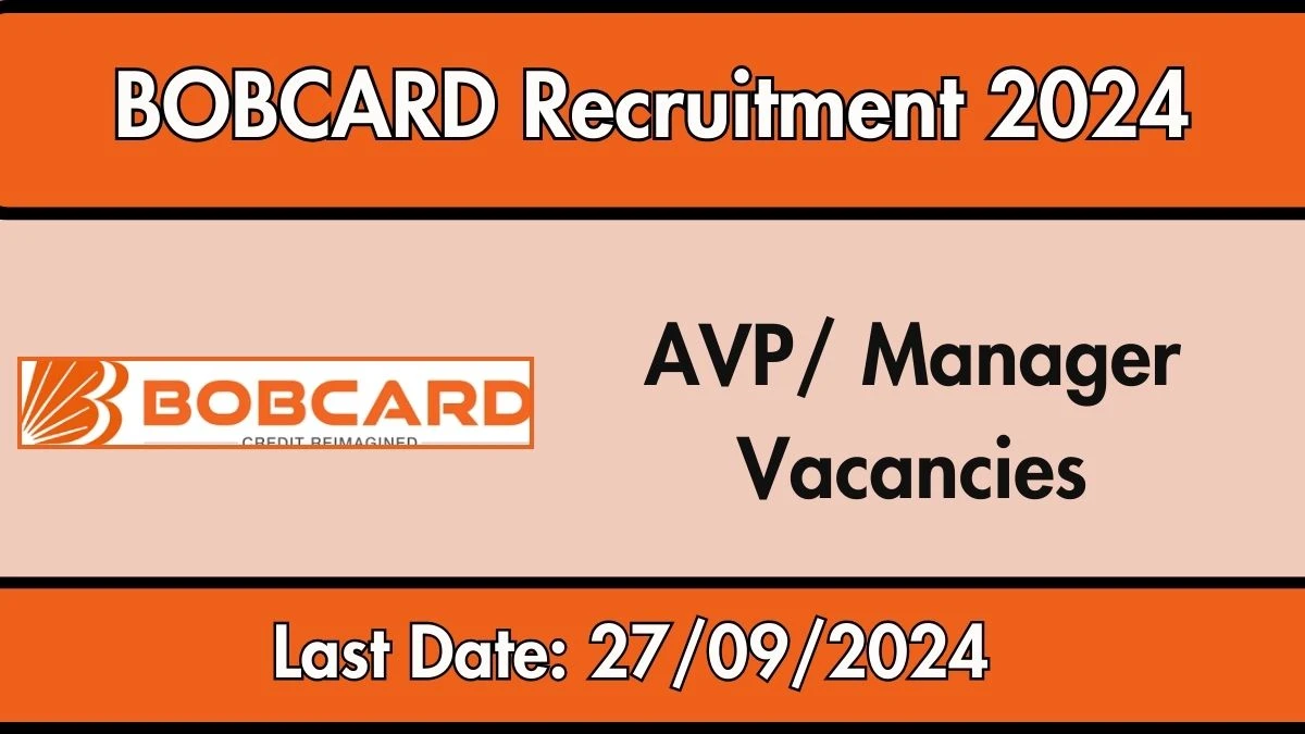 BOBCARD Recruitment 2024 - Latest AVP/ Manager Vacancies on 26 September 2024