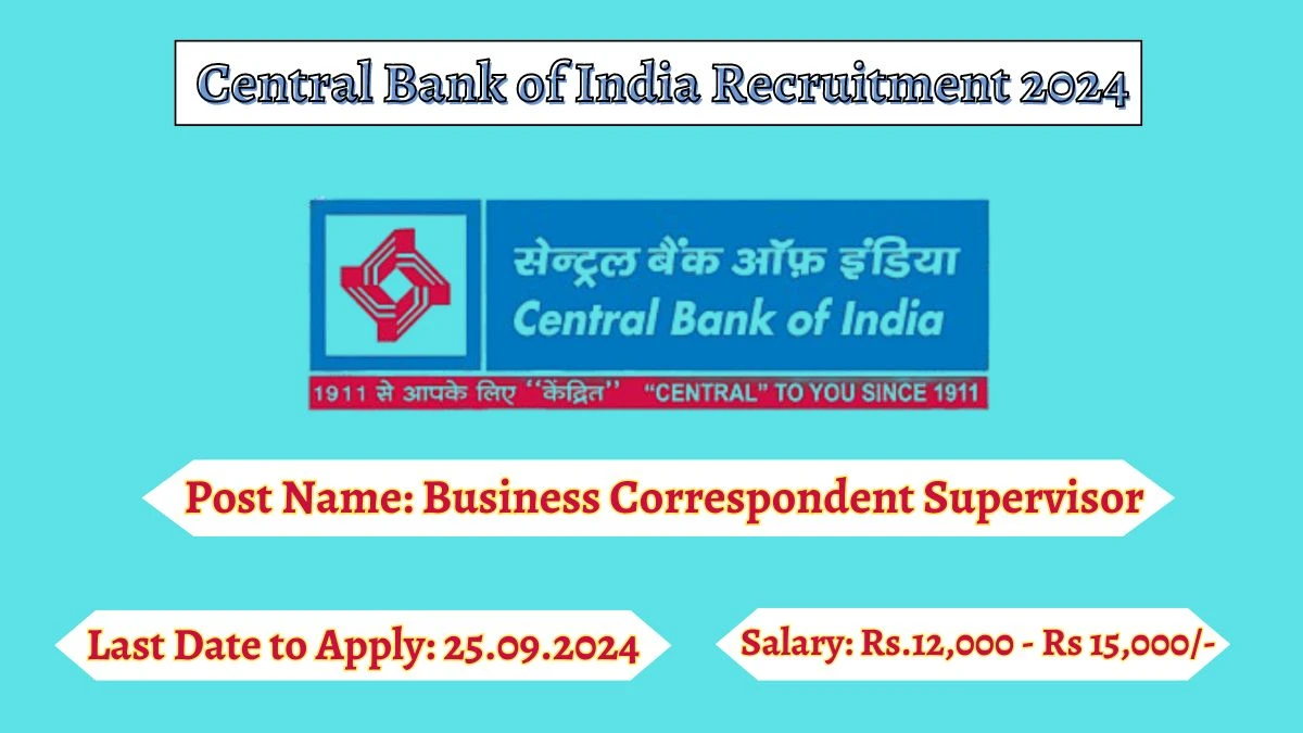 Central Bank of India Recruitment 2024 Check Posts, Age Limit, Remuneration And Other Information