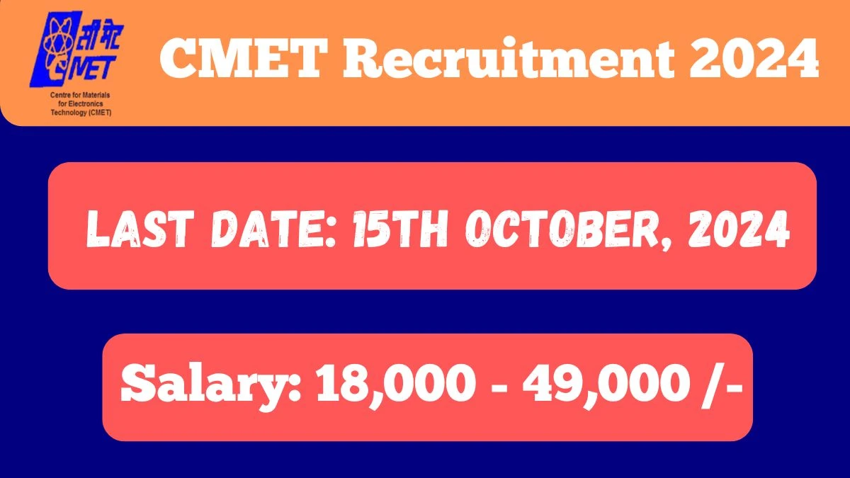 CMET Recruitment 2024 Check Post, Age Limit, Qualification, Salary And Other Important Details