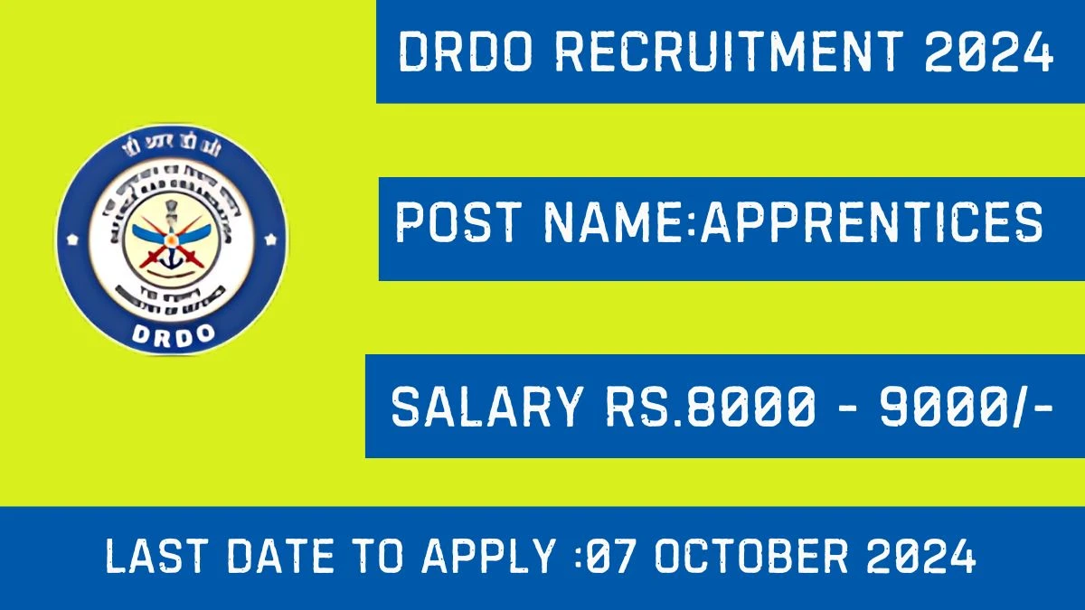 DRDO Recruitment 2024 Check Post, Age Limit, Qualification, Salary And Other Important Details