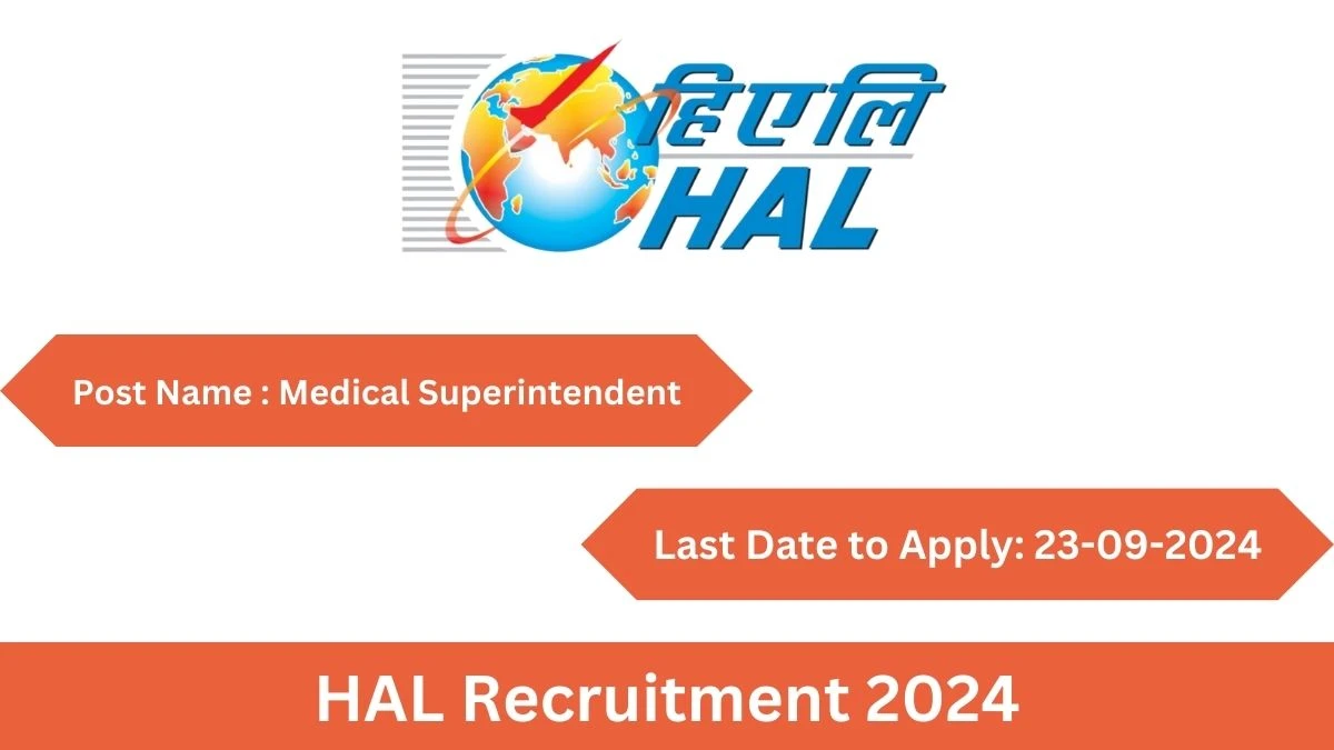 HAL Recruitment 2024 Notification Out Medical Superintendent, Check Eligibility at hal-india.co.in