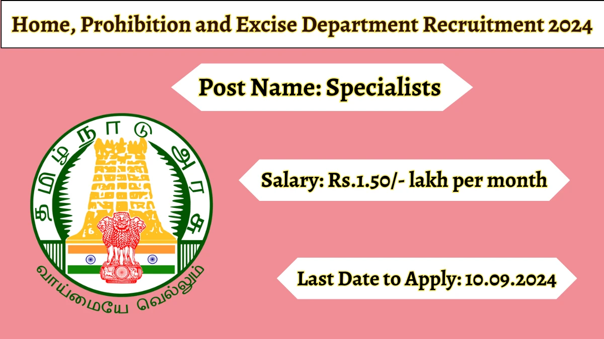 Home, Prohibition and Excise Department Recruitment 2024 Check Post, Age Limit, Qualification, Salary And Other Important Details