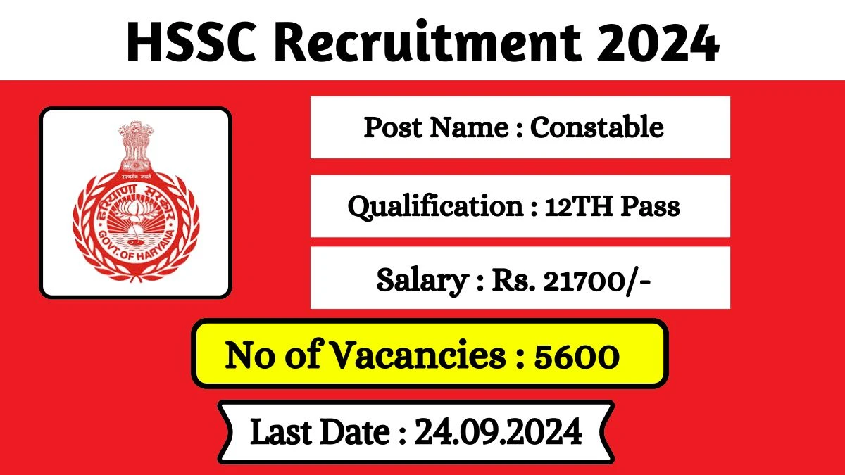 HSSC Recruitment 2024 Notification Out for 5,600 Constable Vacancies, Check Eligibility at hssc.gov.in