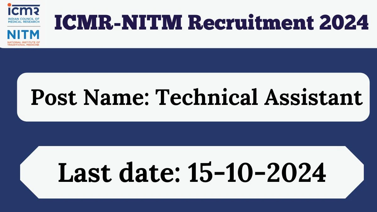 ICMR-NITM Recruitment 2024 Monthly Salary Up To 1,12,400, Check Posts, Vacancies, Qualification, Age, Selection Process and How To Apply