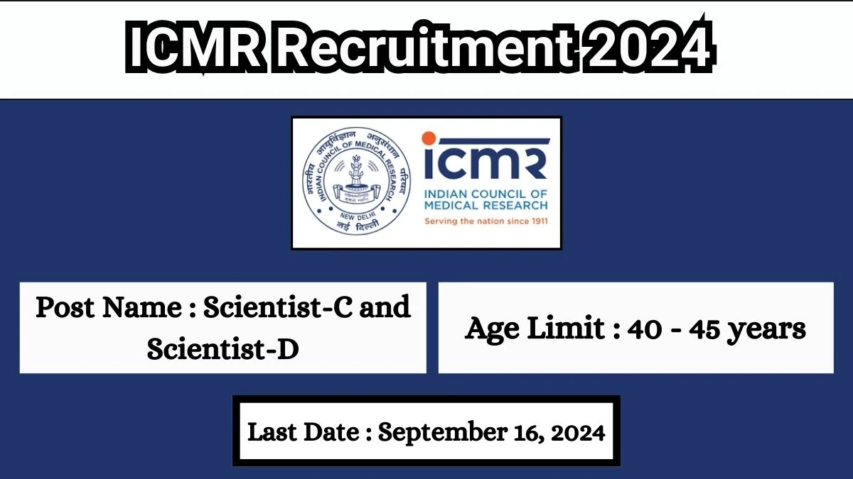 ICMR Recruitment 2024 Check Posts, Salary, Qualification, Age Limit, Selection Process And How To Apply