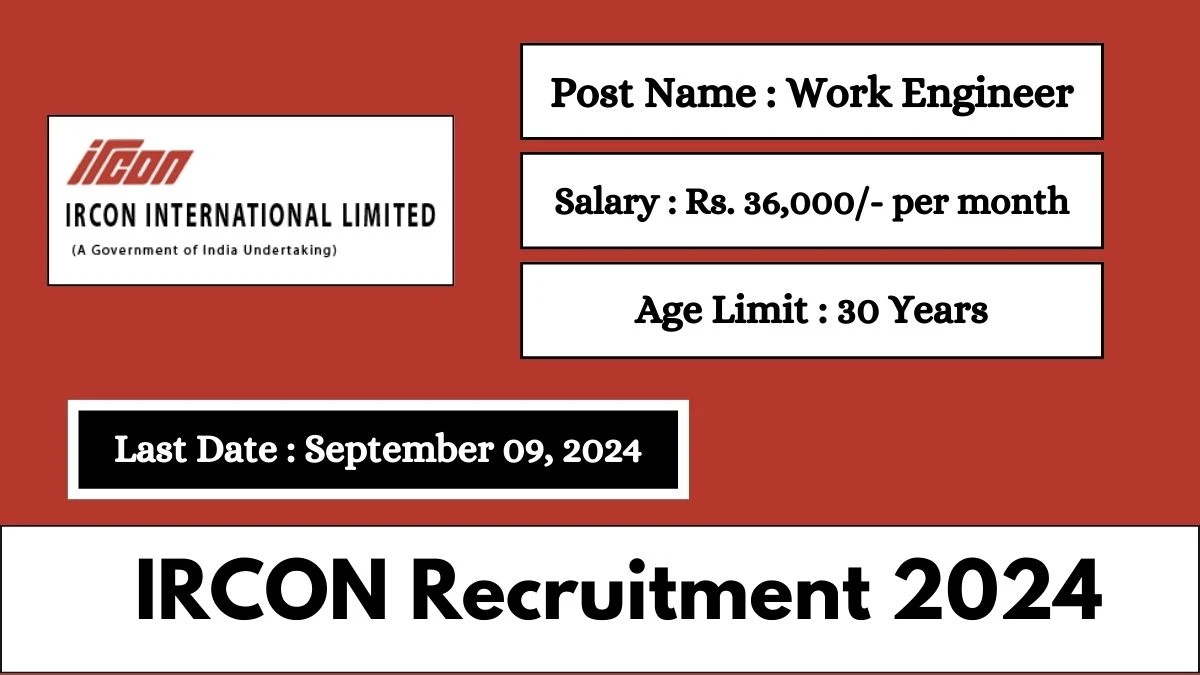 IRCON Recruitment 2024 Check Posts, Age Limit, Remuneration And Other Information