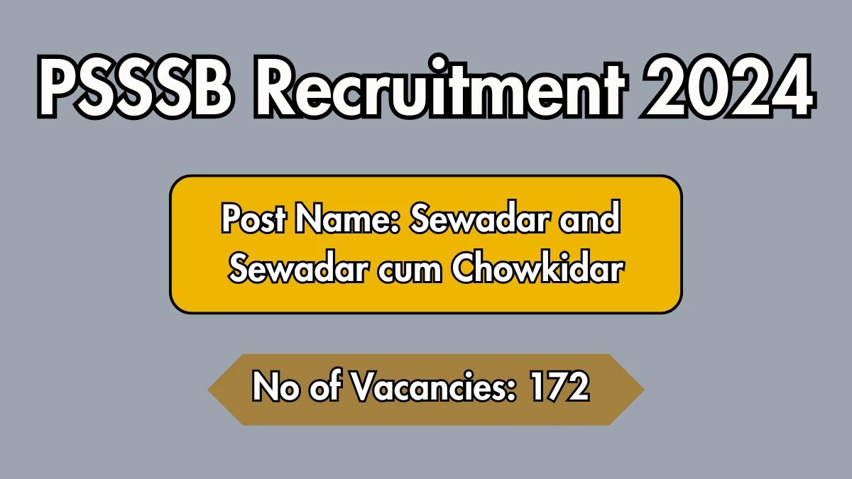 PSSSB Recruitment 2024 New Opportunity Out, Check Vacancy, Post, Qualification and Application Procedure