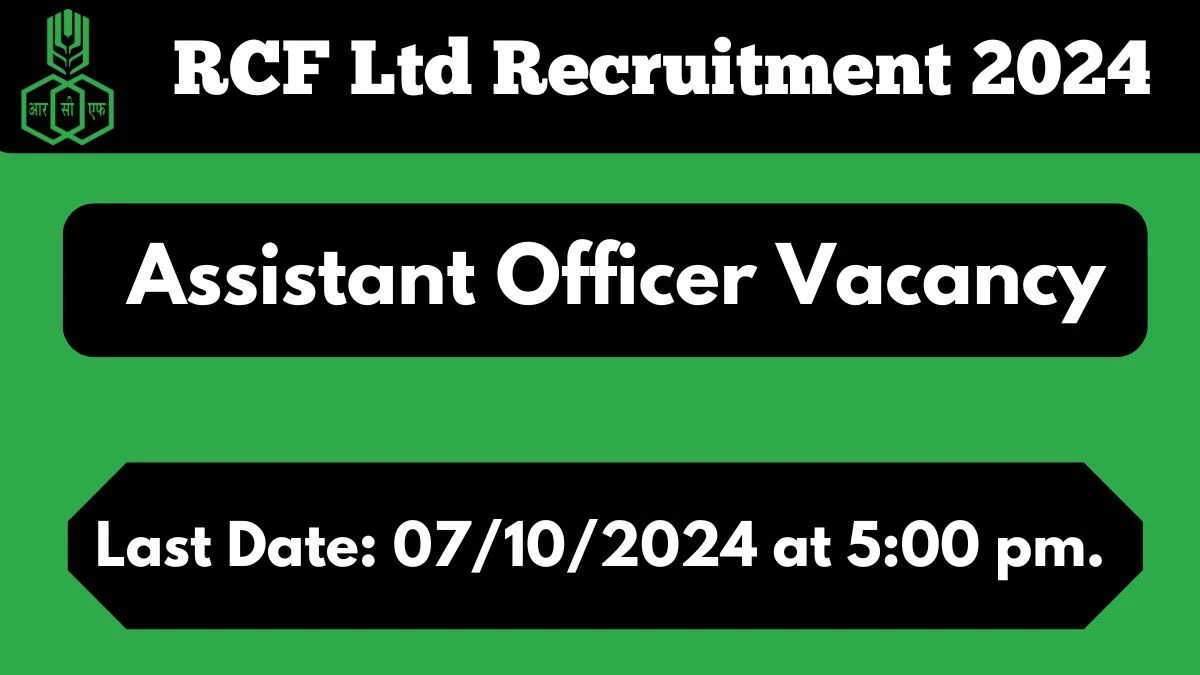 RCF Ltd Recruitment 2024 - Latest Assistant Officer Vacancies Vacancies on 25 September 2024