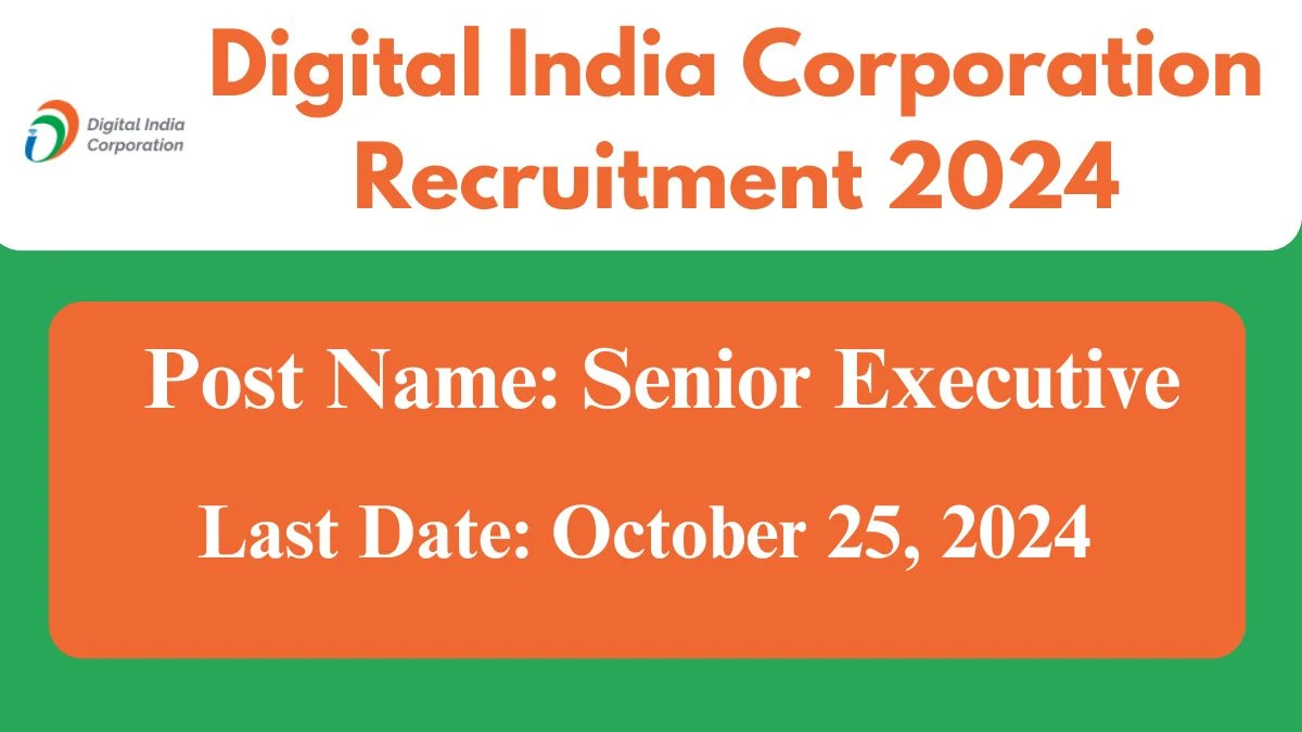 Digital India Corporation Recruitment 2024 Notification Out for Senior Executive, Check Eligibility at dic.gov.in