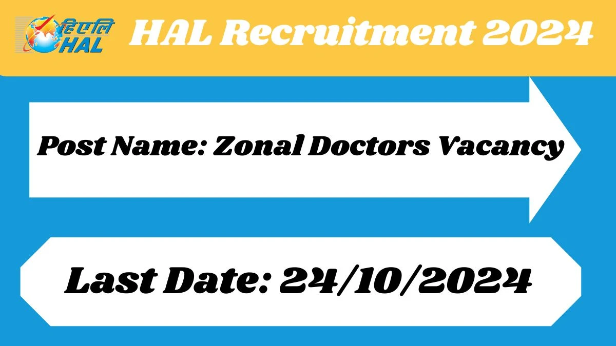 HAL Recruitment 2024 Notification Out Zonal Doctors, Check Eligibility at hal-india.co.in