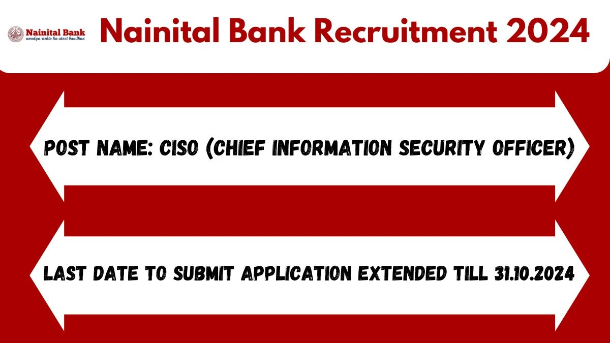 Nainital Bank Recruitment 2024 - Latest CISO Vacancies on 14 October 2024