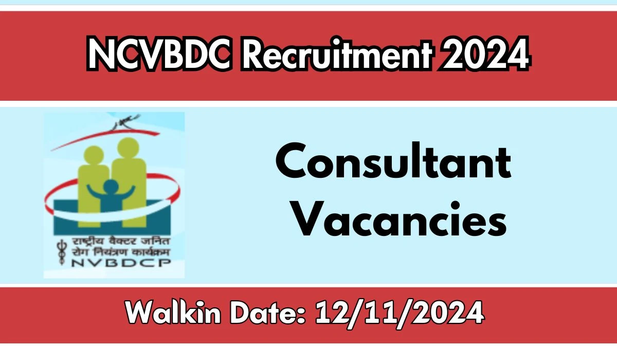 NCVBDC Recruitment 2024 Walk-In Interviews for Consultant on 12/11/2024