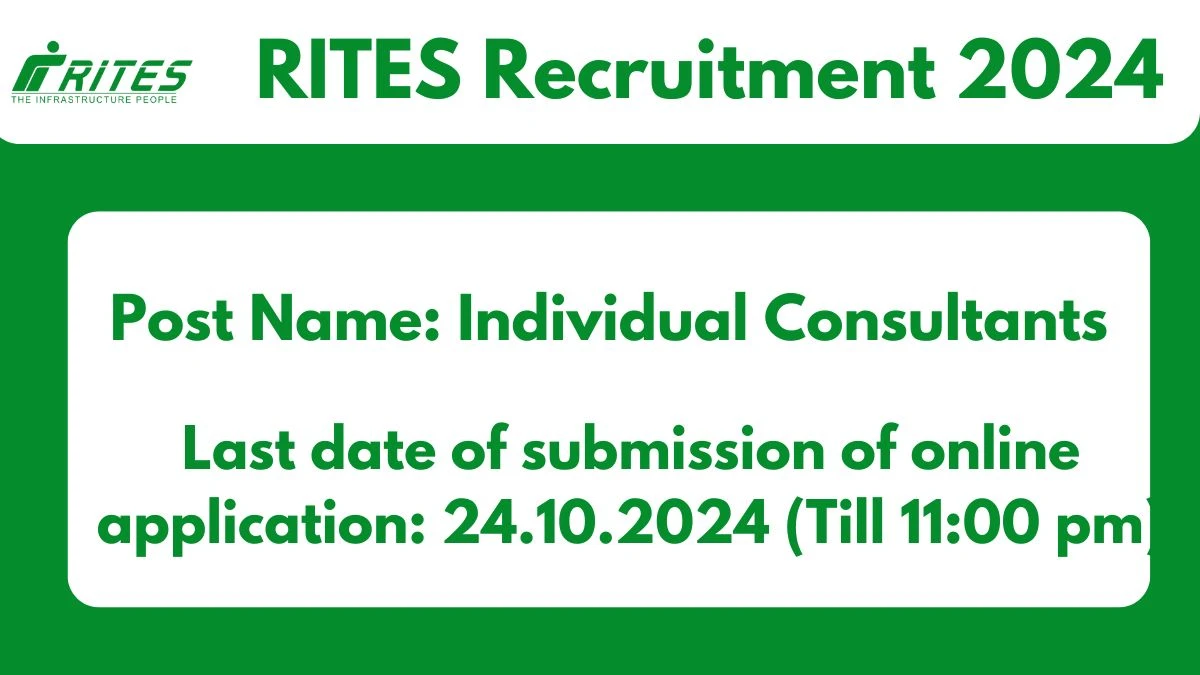 RITES Recruitment 2024 New Notification Out, Check Post, Vacancies, Qualification, Age Limit and How to Apply