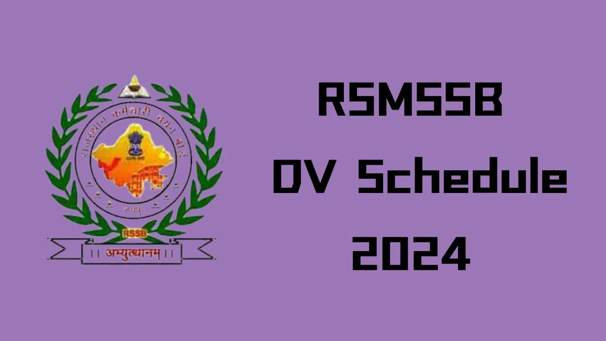 RSMSSB DV Schedule 2024: Check Community Health Officer Document Verification Date @ rsmssb.rajasthan.gov.in - 12 October 2024