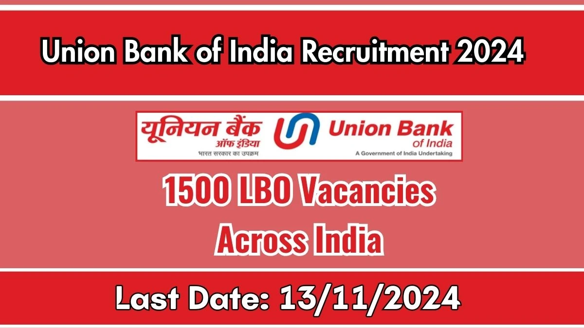 Union Bank of India Recruitment 2024 Notification Out for 1500 Local Bank Officer, Check Eligibility at unionbankofindia.co.in