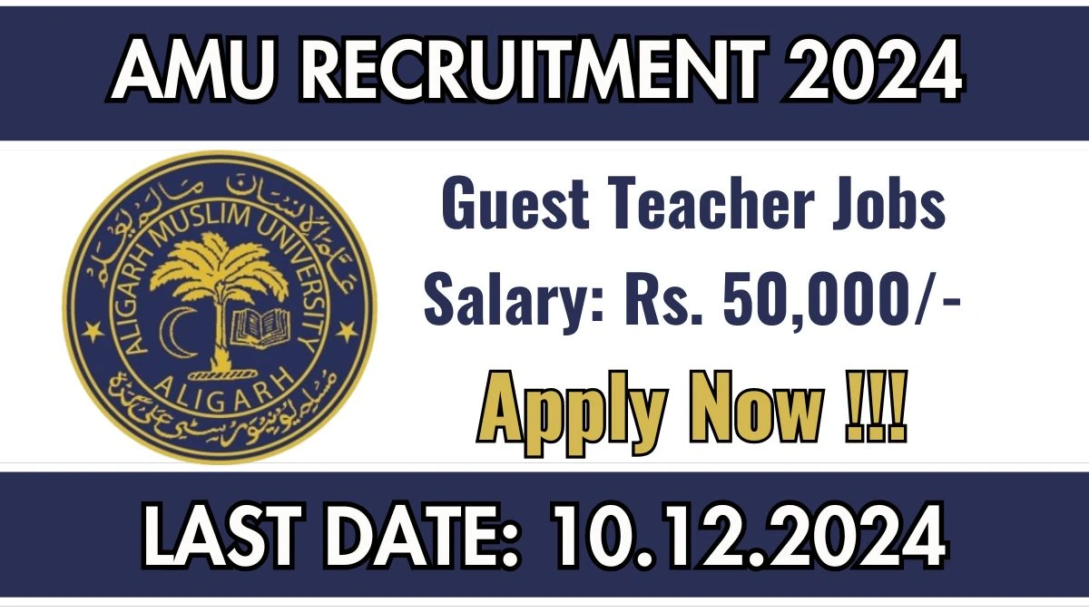 AMU Govt Job Vacancy 2024: Guest Teacher Vacancies, Graduate Pass Jobs in Aligarh