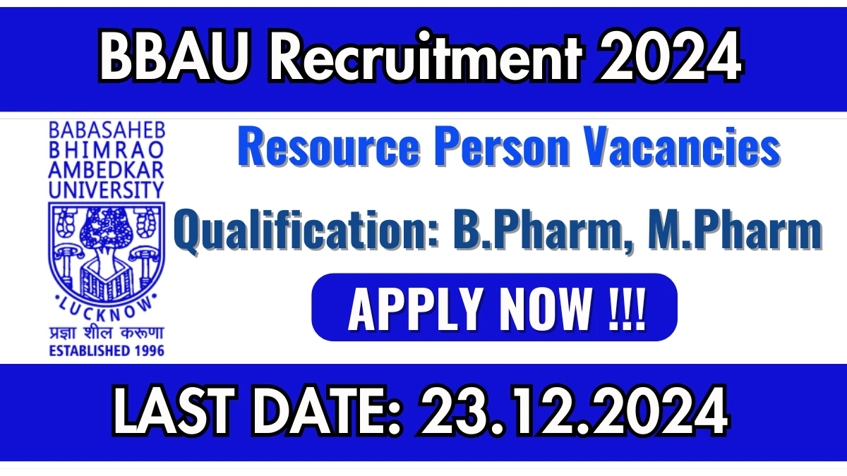 BBAU Recruitment 2024 Job Notification OUT for Resource Person Posts