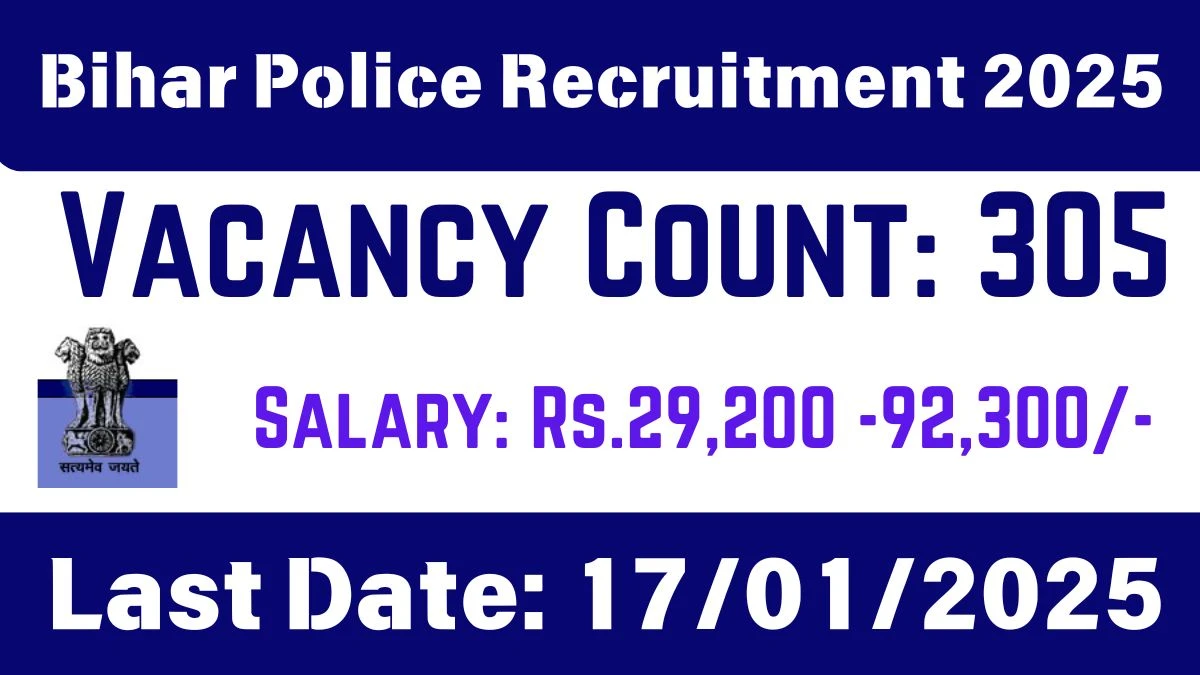 Bihar Police Recruitment 2025 Apply for 305 Steno Assistant Sub-Inspector Jobs @ bpssc.bihar.gov.in