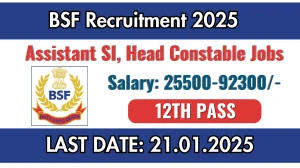 BSF Recruitment 2025 Apply for 252 Assistant Sub Inspector, Head Constable Jobs @ bsf.gov.in