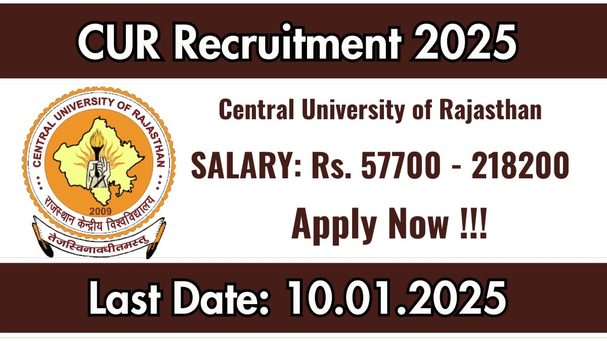 Central University of Rajasthan Govt Sarkari Job Vacancy 2025: Professor, Associate Professor, More Vacancies, Ph.D Pass Jobs in Ajmer