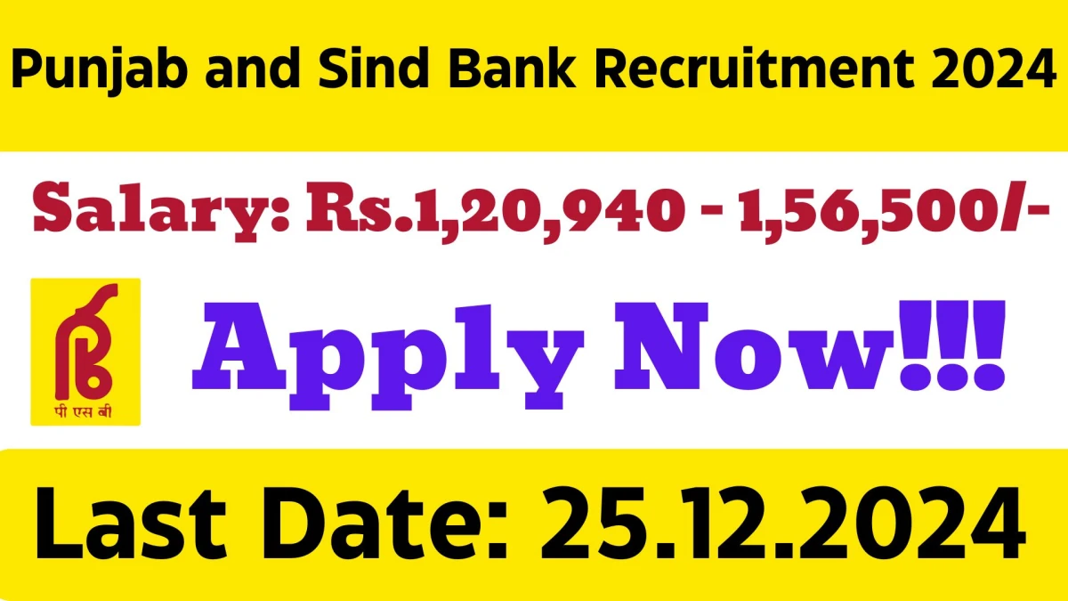 Delhi Govt Job Vacancy 2024: Apply for Punjab and Sind Bank Specialist Officers Jobs in New Delhi