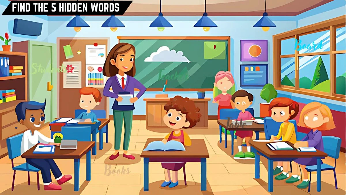 Genius IQ Test: Only 3 Out of 10 Can Spot the 5 Hidden Words in this Classroom Image in 10 Secs