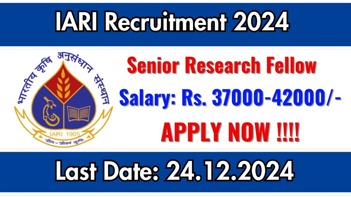 ICAR-IARI Govt Jobs 2024: Senior Research Fellow Vacancies, M.Sc Pass Jobs in New Delhi