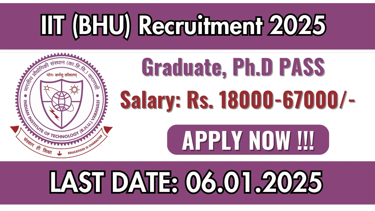 IIT (BHU) Recruitment 2025 Apply for 03 Project Attendant, Project Assistant, More Jobs @ iitbhu.ac.in