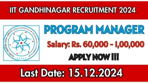 IIT Gandhinagar Gov Job Vacancy 2024: Program Manager Vacancies, B.E/ B.Tech Pass Jobs in Gandhinagar