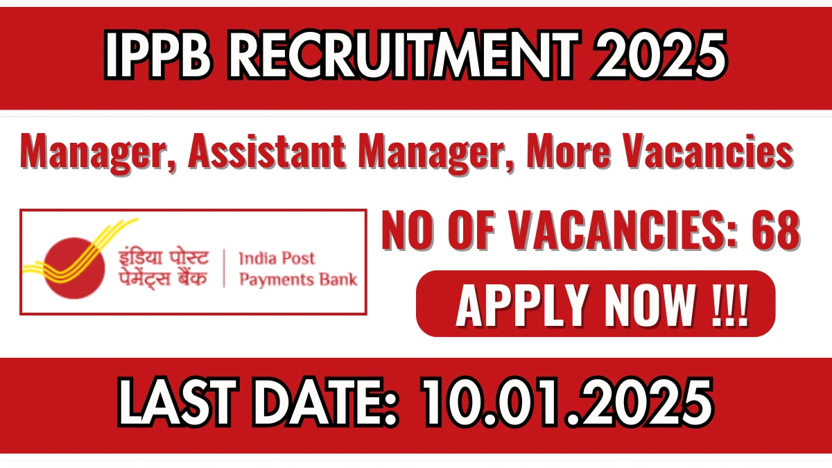 IPPB Recruitment 2025 Apply online now for Manager, Assistant Manager, More Job Vacancies Notification 19.12.2024