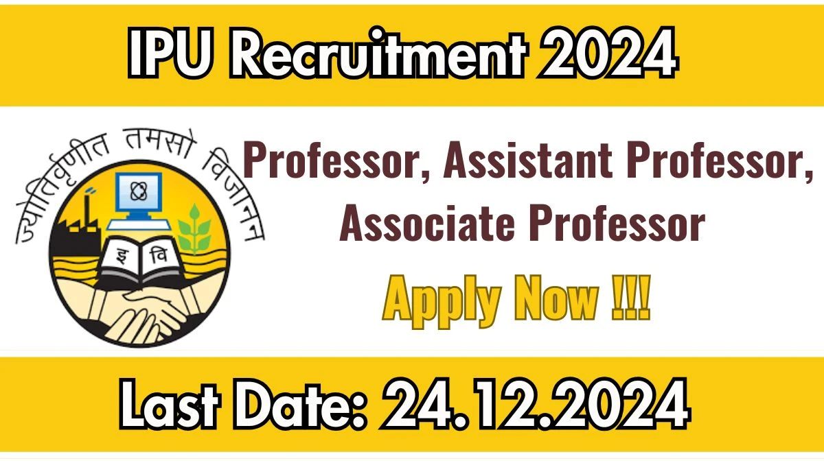 IPU Govt Job Vacancy 2024: Professor, Assistant Professor, Associate Professor Vacancies, Ph.D Pass Jobs in New Delhi