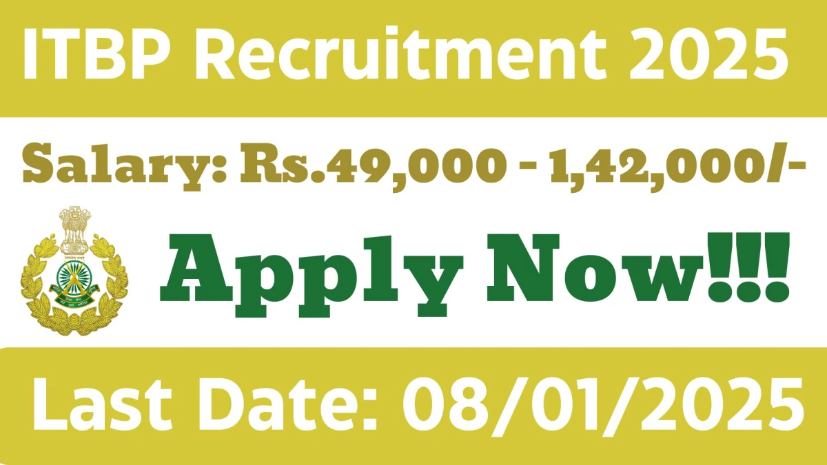 ITBP Govt Sarkari Job Vacancy 2025: Inspector Vacancies, M.A Pass Jobs in Delhi