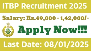 ITBP Govt Sarkari Job Vacancy 2025: Inspector Vacancies, M.A Pass Jobs in Delhi