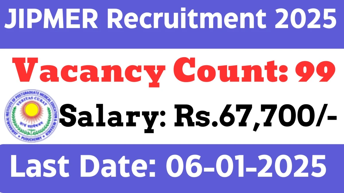 JIPMER Recruitment 2025 Apply for 99 Senior Resident Jobs @ jipmer.edu.in