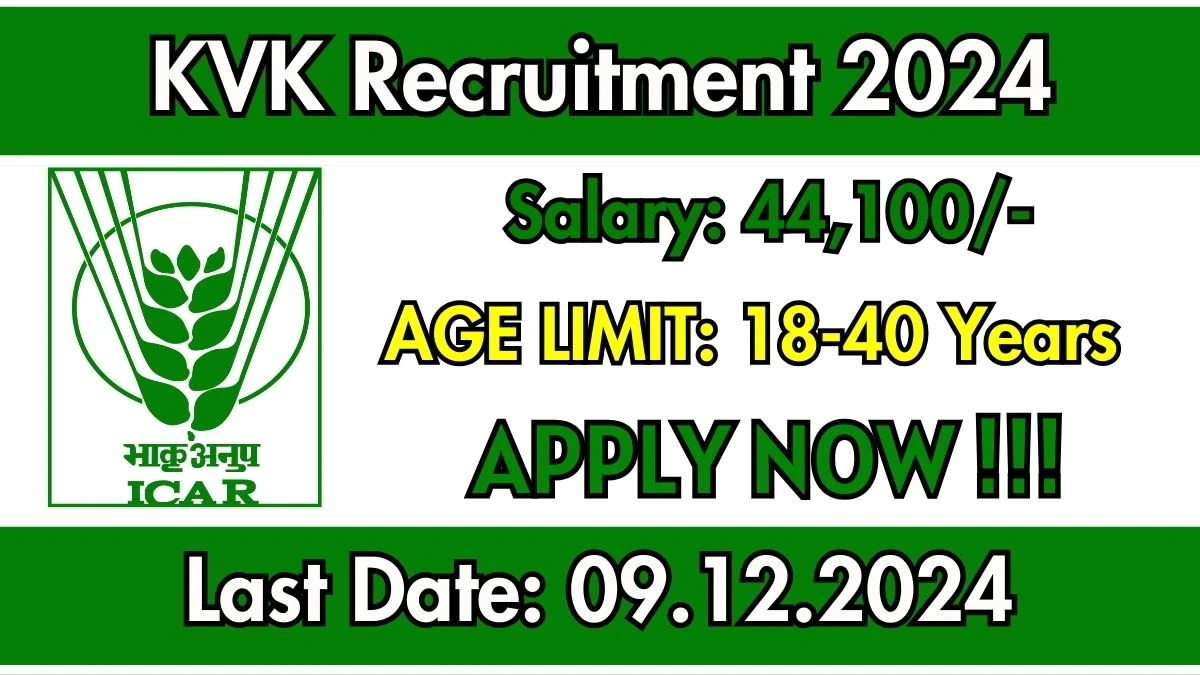 KVK Govt Sarkari Job Vacancy 2024: Subject Matter Specialist Vacancies, M.Sc Pass Jobs in Malappuram