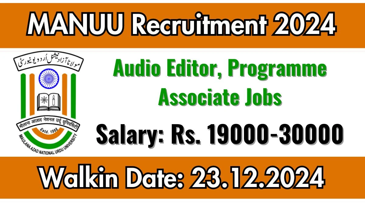 MANUU Recruitment 2024: Audio Editor, Programme Associate Vacancies, Graduate Pass Jobs in Hyderabad