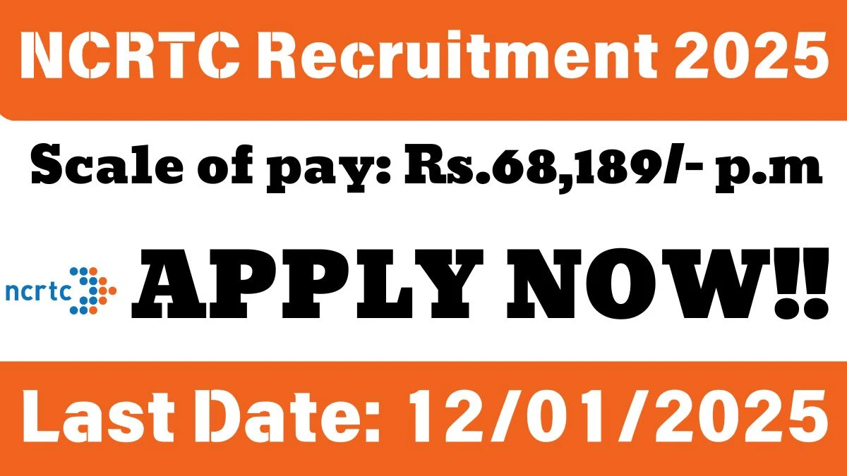 NCRTC Recruitment 2025 Apply for Assistant Manager NCRTC Vacancy at ncrtc.co.in