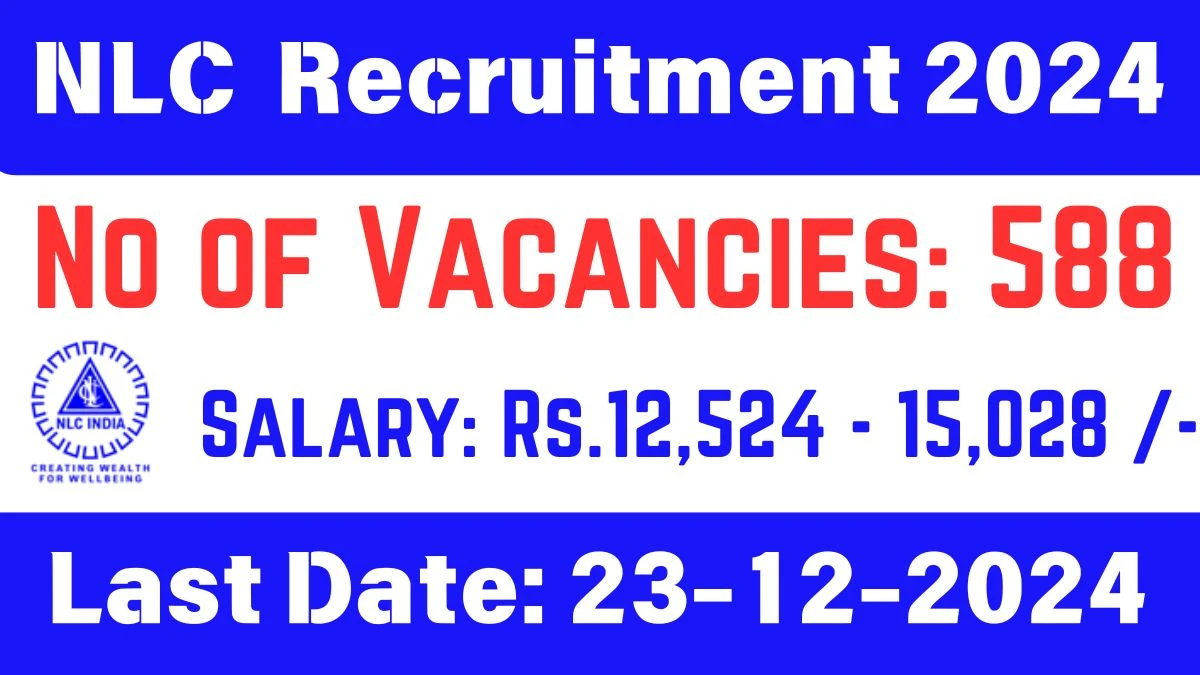 NLC New Govt Job Vacancy in Neyveli: 588 Apprentices Vacancies, Diploma, B.E/B.Tech Pass Apply Now