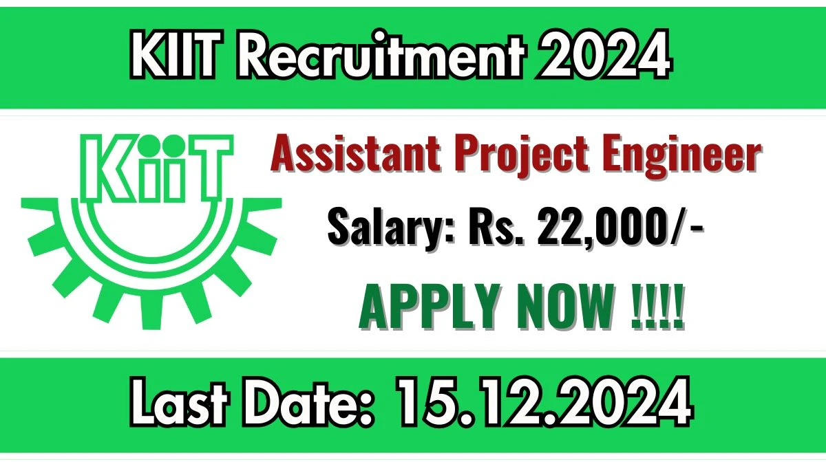 Odisha Govt Jobs Notifications 2024: Apply for KIIT Assistant Project Engineer Job Vacancy in Bhubaneshwar