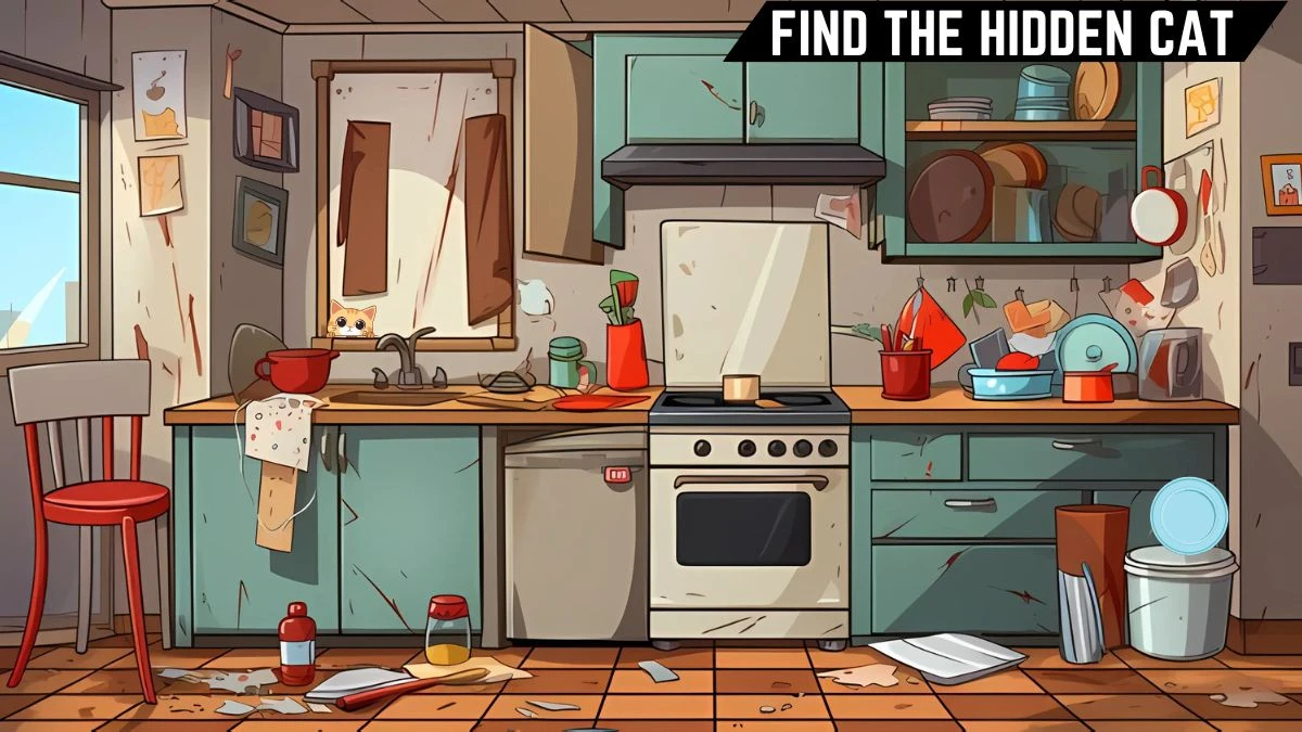 Optical Illusion Visual Test: Only People with 4k vision can Spot the Hidden Cat in 8 Secs